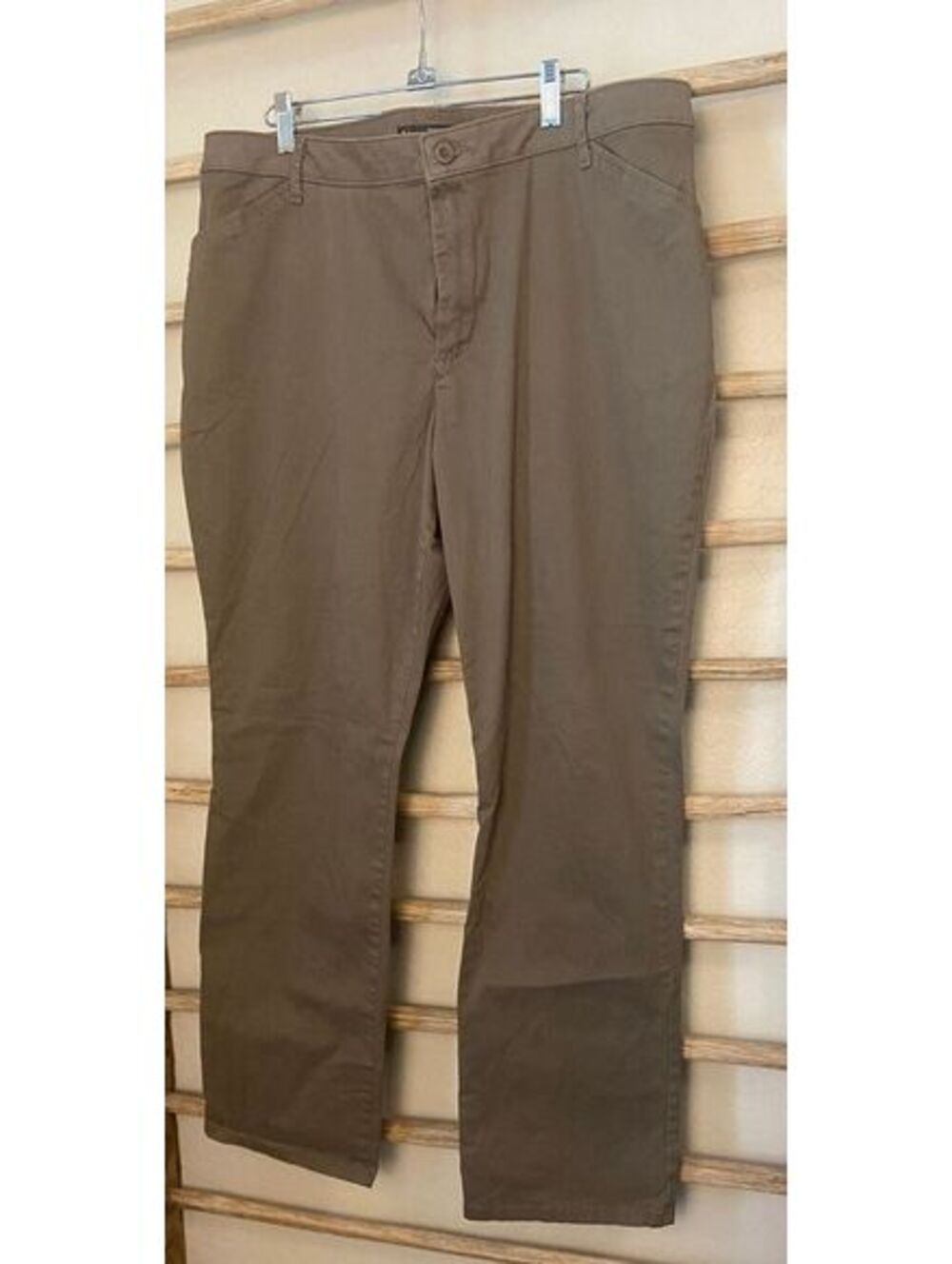 Lee Relaxed Fit Straight Leg Mid Rise Pants Medium 18 Brown Cotton Blend